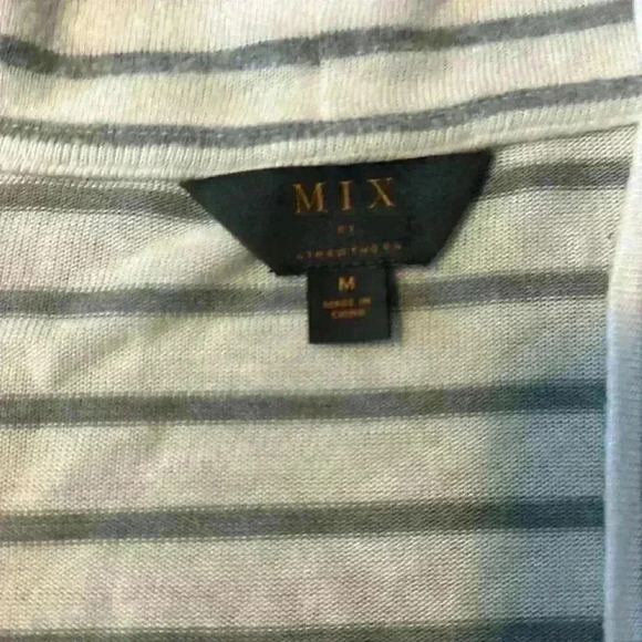 Women’s gray and white stripe cardigan. Size medium - Picture 2 of 3